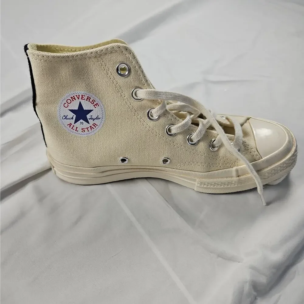 Unisex M4 W6 Chuck 70 High Milk White CDG Heart Sneakers by Converse